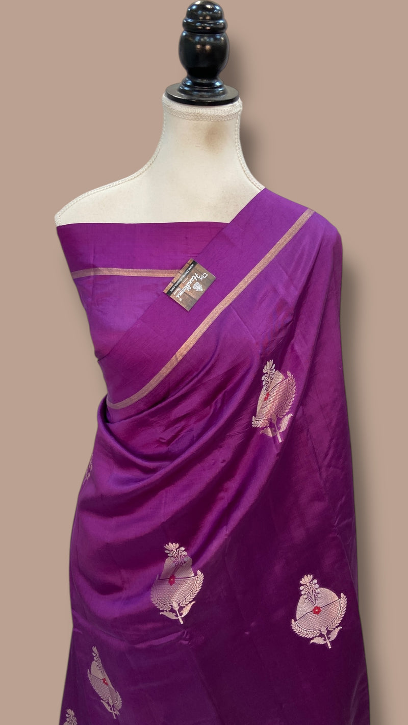 Pure Mango Silk Banarasi Handlokom Saree - The Handlooms