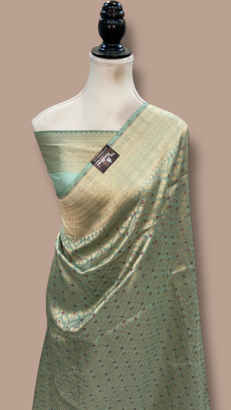 Regal Pure Katan Silk Banarasi Saree – Handwoven Tanchui Brocade With Meenakari Work