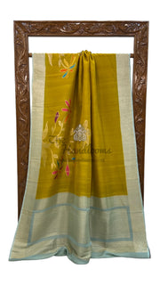 Pure Desi Tussar Handloom Banarasi Saree - All over kadua Weaving - The Handlooms