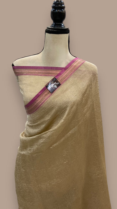 Pure Kora Tissue Crush Handloom Banarasi Saree