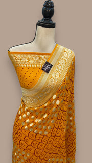 Pure Georgette Banarasi Bandhej Handloom Saree - The Handlooms