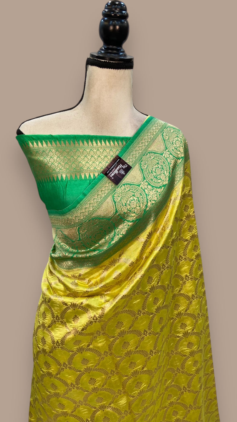 Pure Dupion Silk Banarasi Saree - Gold Zari - The Handlooms