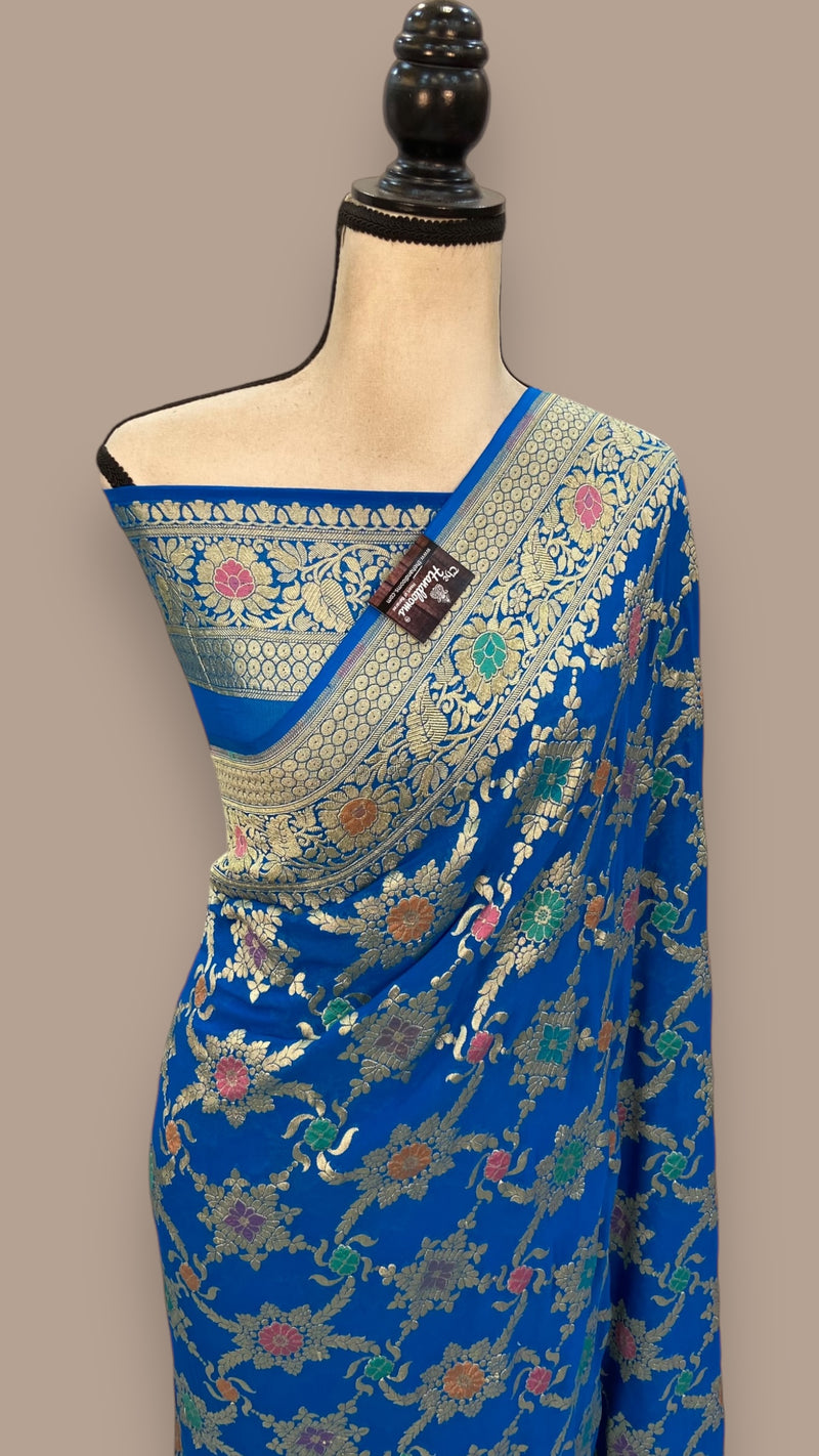 Pure Georgette Banarasi Handloom Saree - with meenakari work - The Handlooms