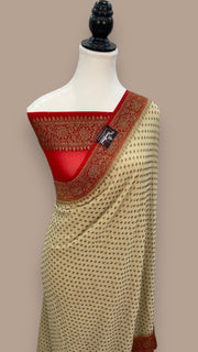 Khaddi Georgette Handloom Banarasi Saree -  Antique zari - The Handlooms
