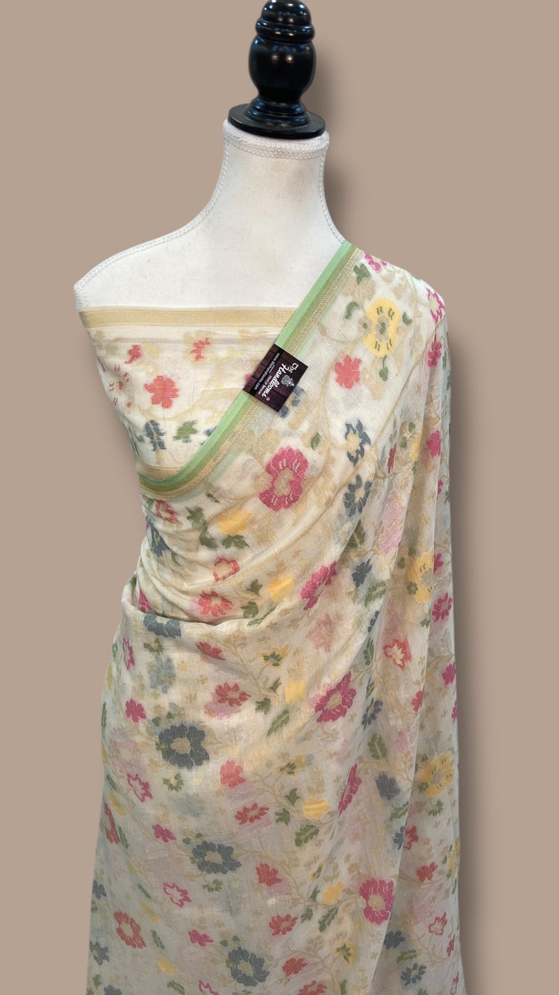 Pure Cotton Jamdani Handloom Banarasi Saree - The Handlooms