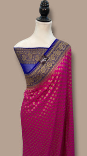 Khaddi Georgette Handloom Banarasi Saree -  Antique zari - The Handlooms