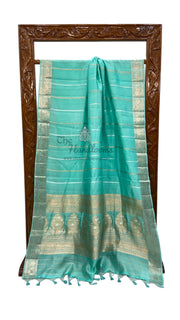 Pure Katan Silk Banarasi Handloom Saree - All over Kadua stripe - The Handlooms