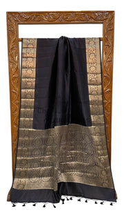 Black Pure Silk Banarasi Saree - The Handlooms