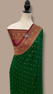 Khaddi Georgette Handloom Banarasi Saree - The Handlooms