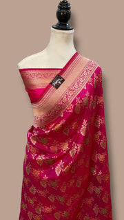 Pure Katan Silk Banarasi Handloom Saree - All over Jaal work With Meenakari - The Handlooms