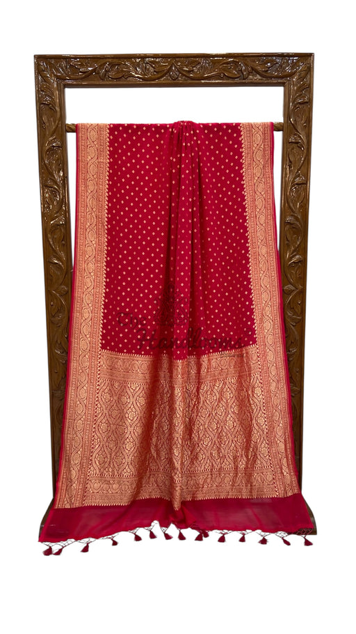 Pure Khaddi Georgette Handloom Banarasi Saree - Gold Zari - The Handlooms