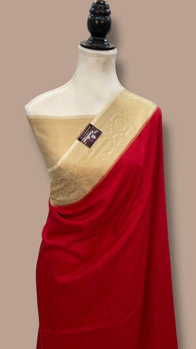 Moonga Georgette Handloom Banarasi Saree - The Handlooms
