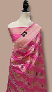 Ektara Pure Katan Silk Banarasi Handloom Saree - All over kadiyal Jaal work - The Handlooms