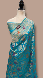 Pure Katan Silk Banarasi Handloom Saree - All over Jaal work With Meenakari - The Handlooms