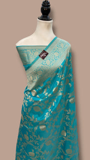 Pure Katan Silk Banarasi Handloom Saree - All Over Jaal Work - The Handlooms