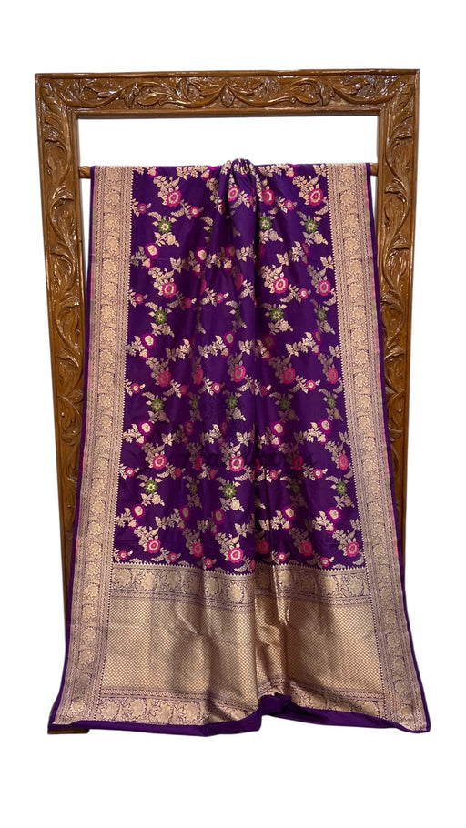 Pure Katan Silk Banarasi Handloom Saree - All over Jaal Work With Meenakari - The Handlooms