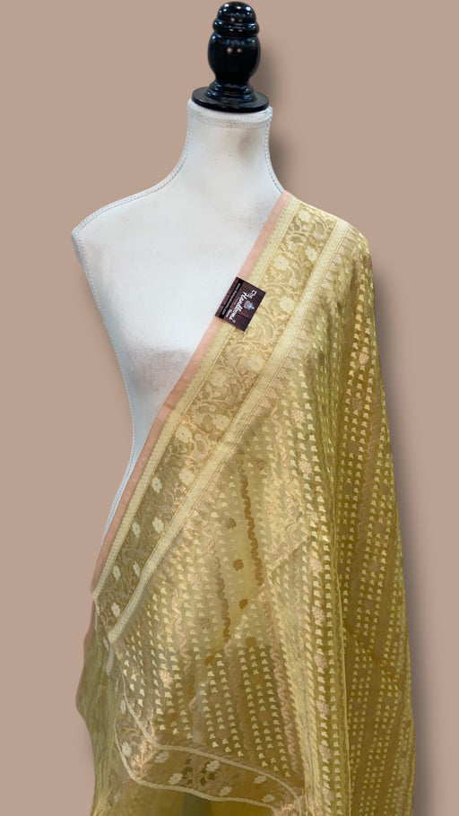 Pure Tissue Reshmi Zari Banarasi Brocade Handloom Dupatta - The Handlooms
