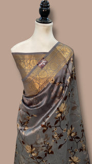 Pure Mango Silk Banarasi Handlokom Saree With Digital Print - The Handlooms