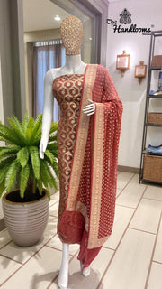 Tissue Khaddi Georgette Banarasi Dress material - The Handlooms