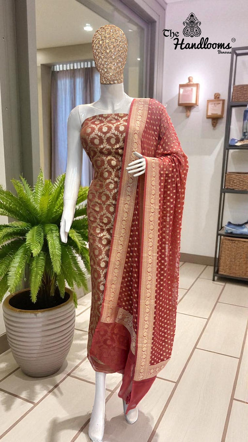 Tissue Khaddi Georgette Banarasi Dress material - The Handlooms