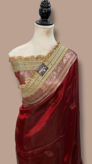 Pure Kora Tissue Handloom Banarasi Saree - Handwork - The Handlooms