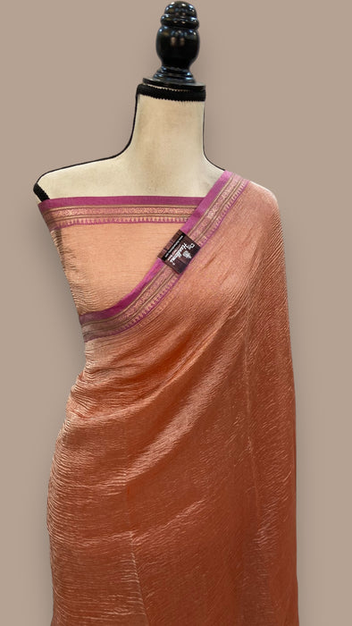 Pure Kora Tissue Crush Handloom Banarasi Saree