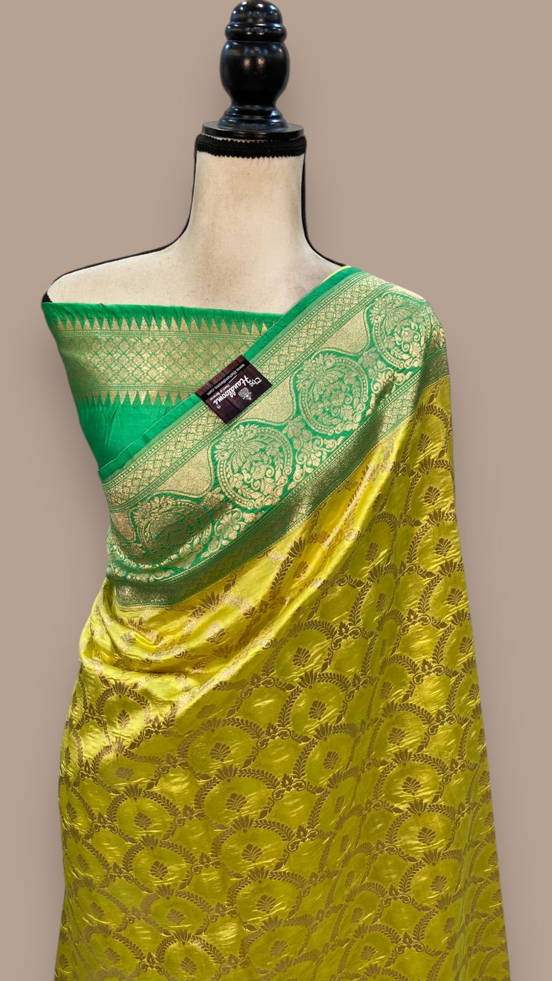 Pure Dupion Silk Banarasi Saree - Gold Zari - The Handlooms