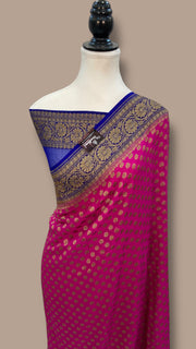 Khaddi Georgette Handloom Banarasi Saree -  Antique zari - The Handlooms
