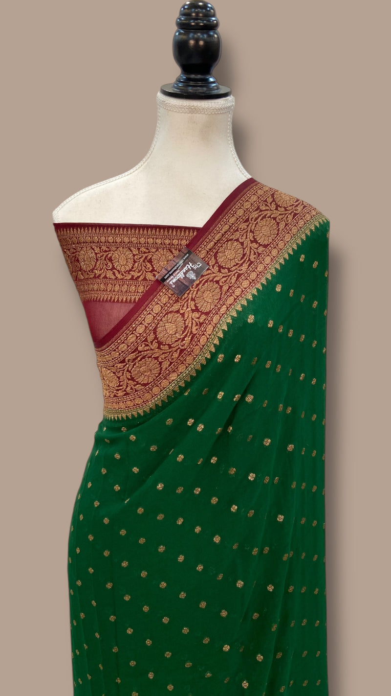 Khaddi Georgette Handloom Banarasi Saree - The Handlooms