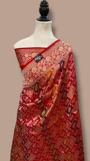 Pure Katan Silk Banarasi Handloom Saree - All over Jaal Work With Rangkart - The Handlooms