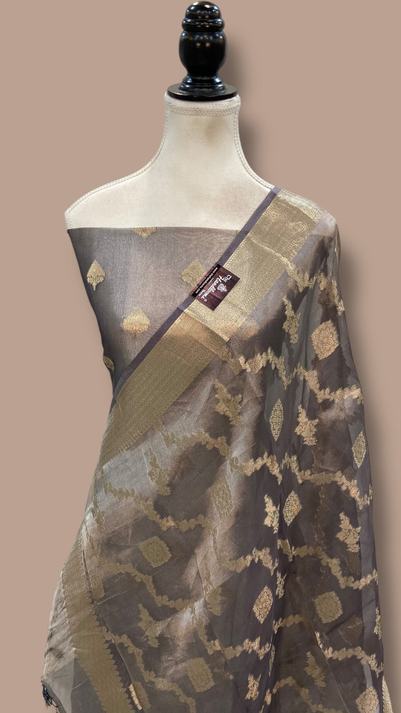 Pure Kora Tissue Handloom Banarasi Dress material - The Handlooms
