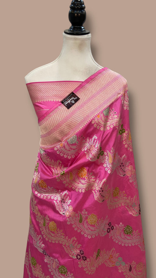 Ektara Pure Katan Silk Banarasi Handloom Saree - All over kadiyal Jaal work - The Handlooms
