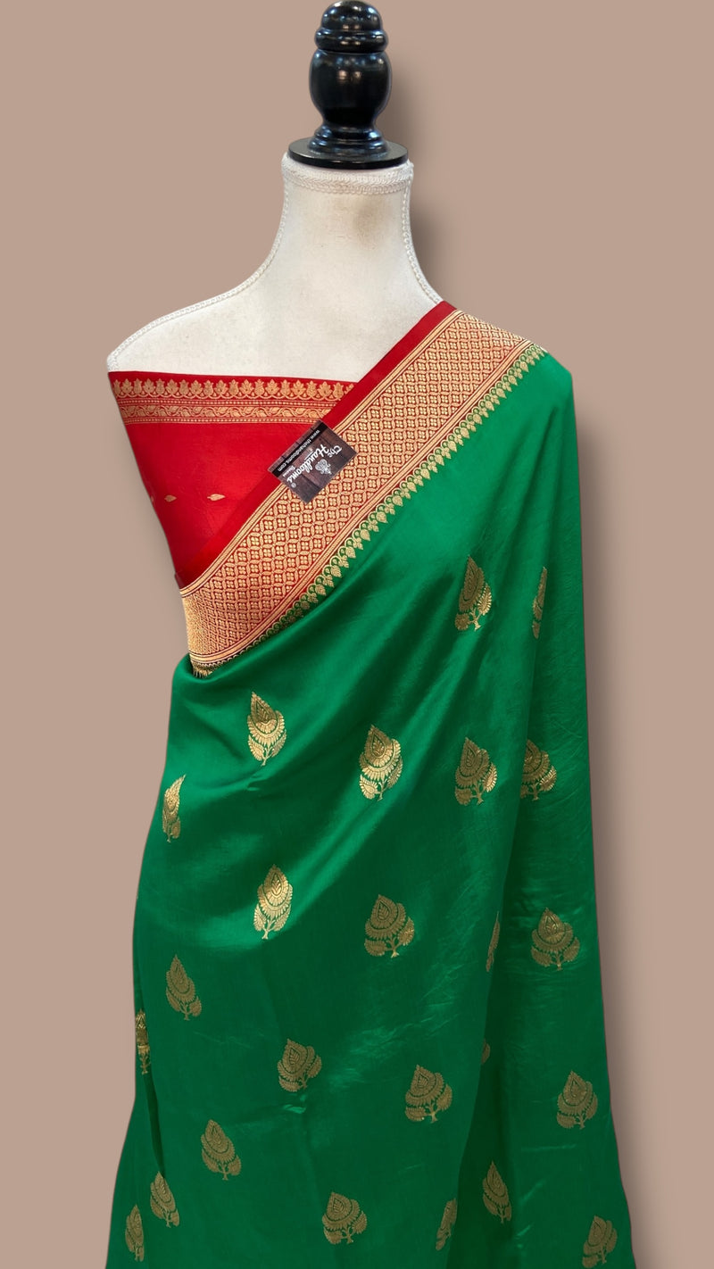 Pure Katan Silk Banarasi Handloom Saree - All over Kadua motifs - The Handlooms