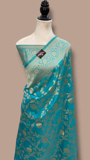 Pure Katan Silk Banarasi Handloom Saree - All Over Jaal Work - The Handlooms
