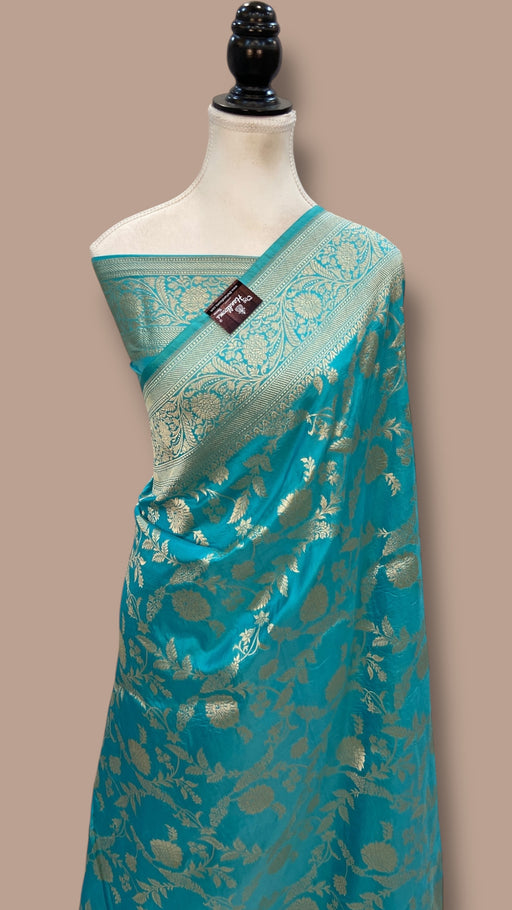 Pure Katan Silk Banarasi Handloom Saree - All Over Jaal Work - The Handlooms