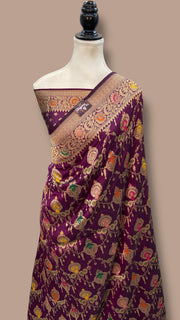 Pure Katan Silk Banarasi Handloom Saree - All over Jaal work With Meenakari - The Handlooms