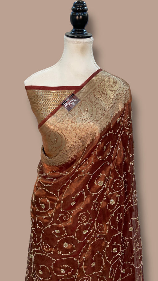 Pure Kora Tissue Handloom Banarasi Saree - Handwork - The Handlooms
