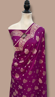 Pure Katan Silk Banarasi Handloom Saree - All Over Sona Roopa Jaal Work - The Handlooms