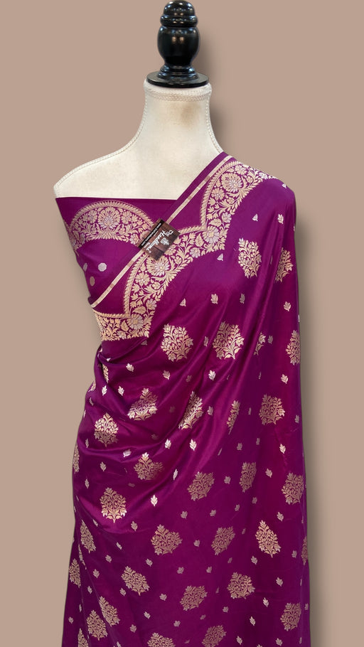 Pure Katan Silk Banarasi Handloom Saree - All Over Sona Roopa Jaal Work - The Handlooms