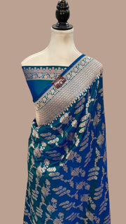 Pure Katan Silk Banarasi Handloom Saree - All Over Sona Roopa Jaal Work - The Handlooms