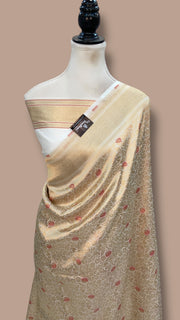 Regal Pure Katan Silk Banarasi Saree – Handwoven Tanchui Brocade with Meenakari Work - The Handlooms