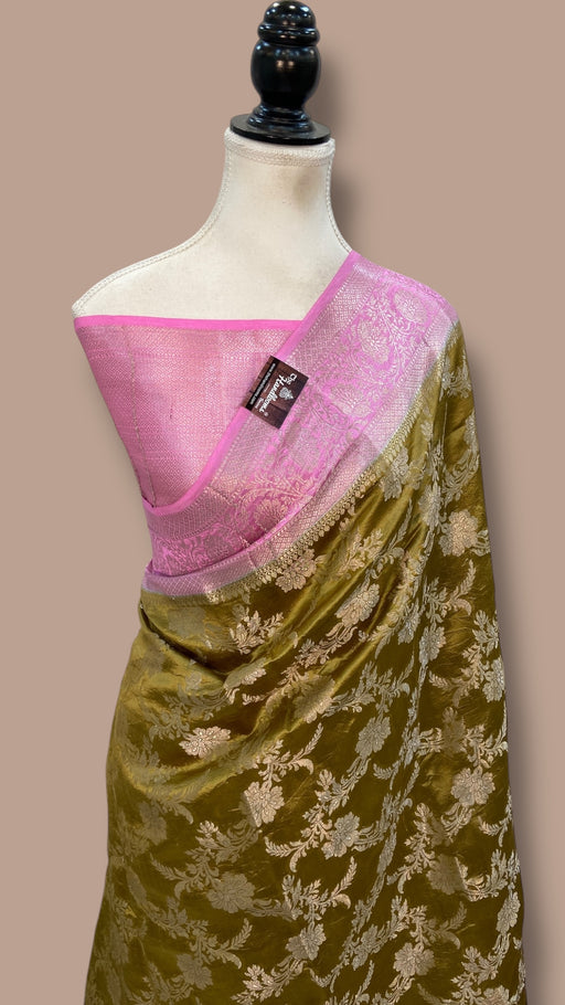 Pure Dupion Silk Banarasi Saree - Gold Zari - The Handlooms