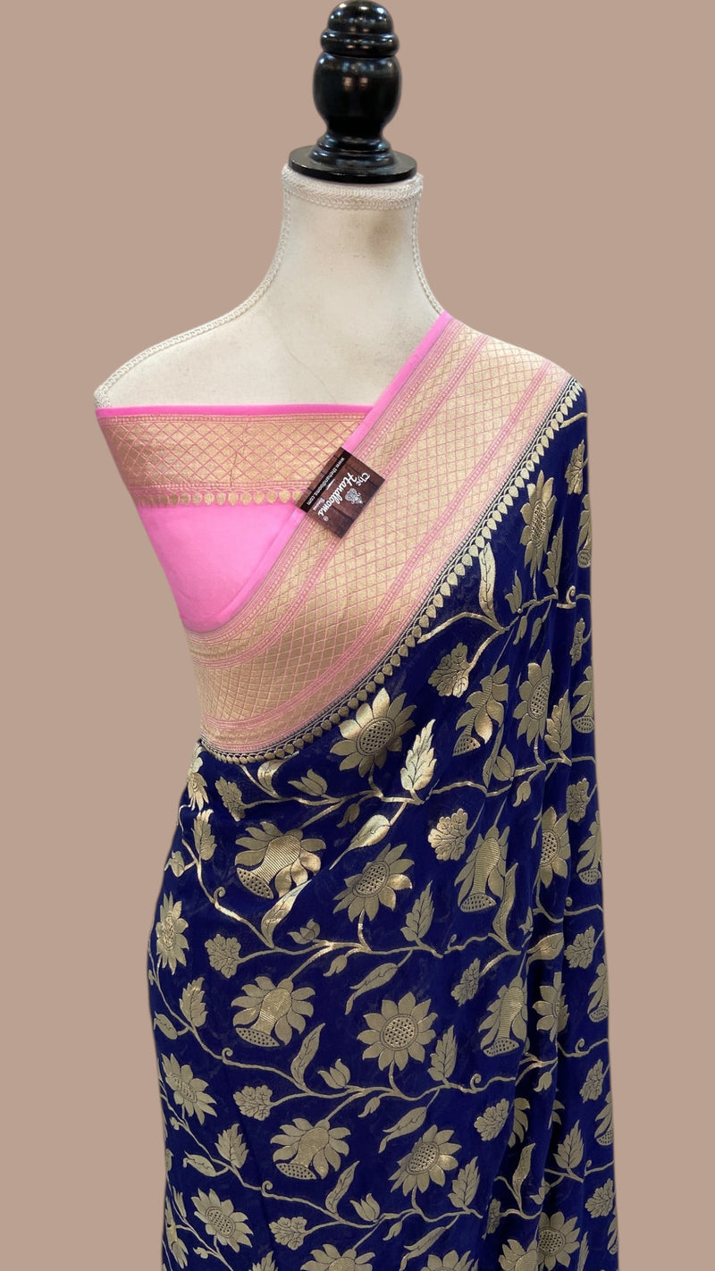 Khaddi Georgette Handloom Banarasi Saree - The Handlooms