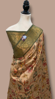 Pure Mango Silk Banarasi Handlokom Saree With Digital Print - The Handlooms