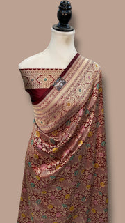 Regal Pure Katan Silk Banarasi Saree – Handwoven Tanchui Brocade with Meenakari Work - The Handlooms