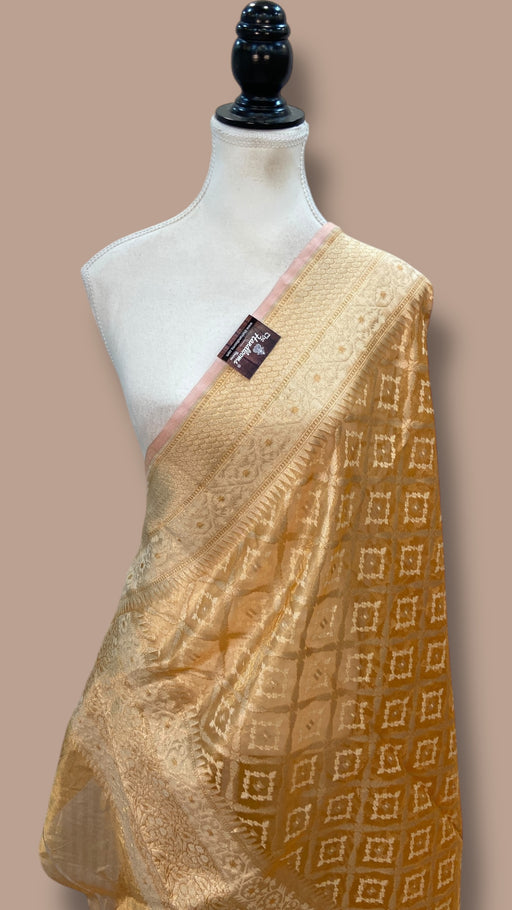 Pure Tissue Reshmi Zari Banarasi Brocade Handloom Dupatta - The Handlooms