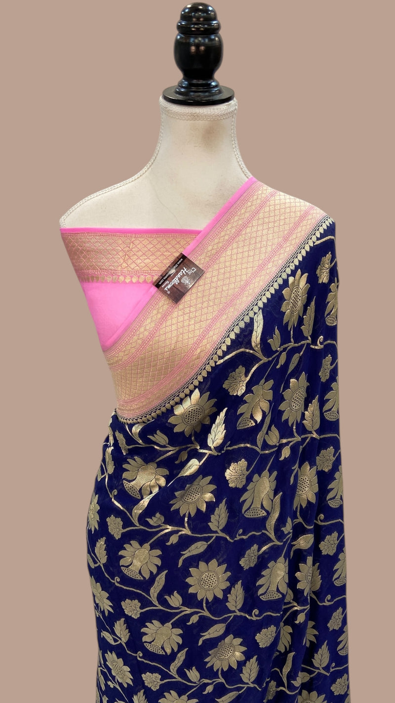 Khaddi Georgette Handloom Banarasi Saree - The Handlooms