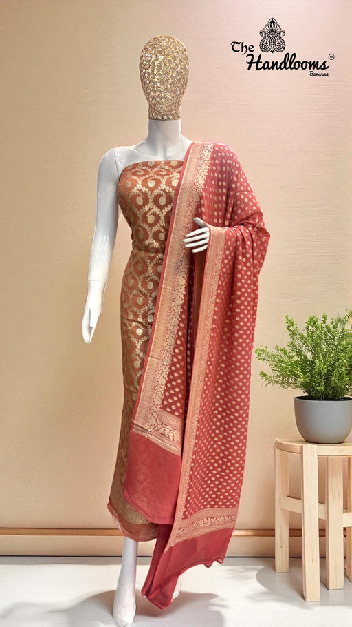 Tissue Khaddi Georgette Banarasi Dress material - The Handlooms