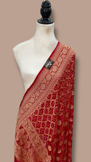Pure Georgette Banarasi Bandhej Handloom Dupatta - The Handlooms