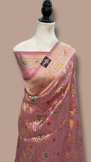 Pure Katan Silk Banarasi Handloom Saree - All over Jaal Work With Meenakari - The Handlooms